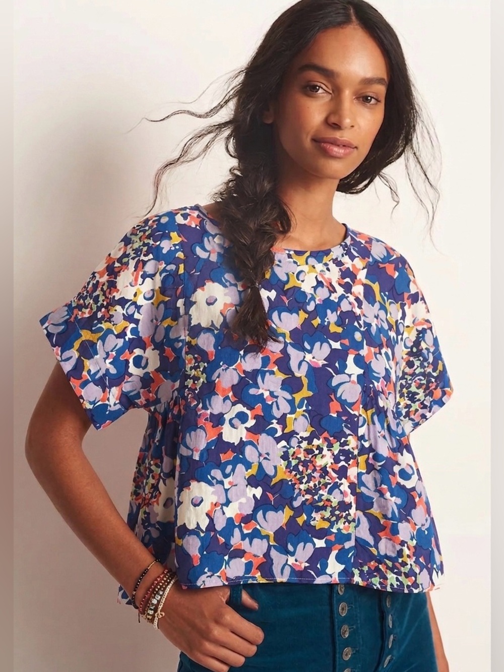 Maeve Anthropologie Pastoral Watercolor Peplum Blouse